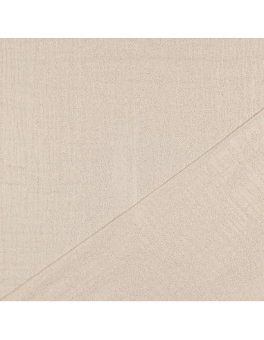 Tissu, Double Gaze de Coton Pailletée, Sable, Laize 136 cm, 100% Coton 118g/m²