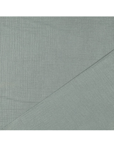 Tissu, Double Gaze de Coton Pailletée, Vert Nil, Laize 136 cm, 100% Coton 118g/m²