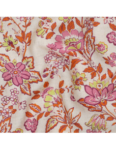 Viscose lin, impression digitale, fleurs
