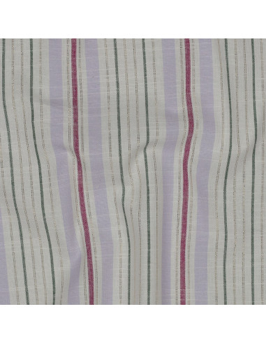 Tissu, Jacquard de Coton Rayé, Terracotta Blanc Beige Lurex Doré, Laize 145 cm, 99% Coton 1% Lurex 127g/m²