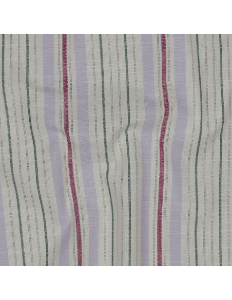 Tissu, Jacquard de Coton Rayé, Terracotta Blanc Beige Lurex Doré, Laize 145 cm, 99% Coton 1% Lurex 127g/m²