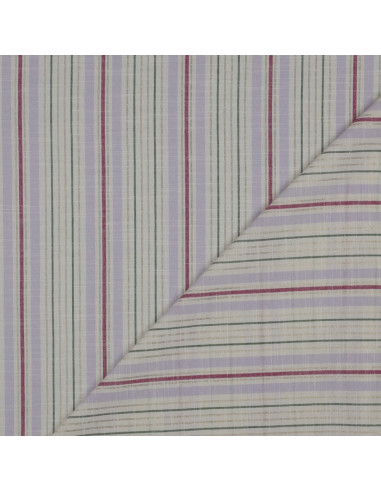 Tissu, Jacquard de Coton Rayé, Terracotta Blanc Beige Lurex Doré, Laize 145 cm, 99% Coton 1% Lurex 127g/m²