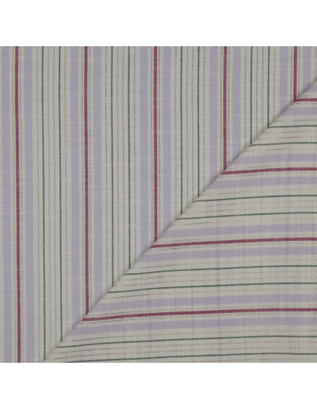 Tissu, Jacquard de Coton Rayé, Terracotta Blanc Beige Lurex Doré, Laize 145 cm, 99% Coton 1% Lurex 127g/m²