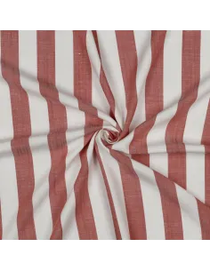 Tissu, Jacquard Rayures Larges, Terracotta, Laize 145 cm, 100% Viscose 180g/m²