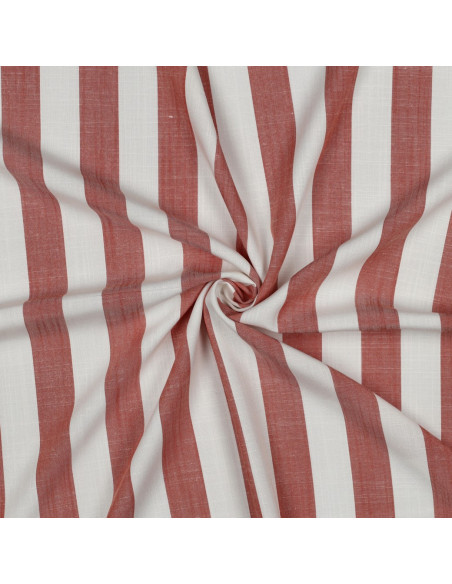 Tissu, Jacquard Rayures Larges, Terracotta, Laize 145 cm, 100% Viscose 180g/m²