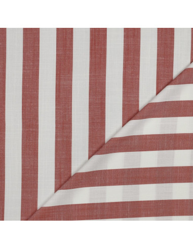 Tissu, Jacquard Rayures Larges, Terracotta, Laize 145 cm, 100% Viscose 180g/m²