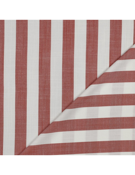Tissu, Jacquard Rayures Larges, Terracotta, Laize 145 cm, 100% Viscose 180g/m²