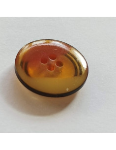 Bouton polyester 4 trous, 20mm, rond jaune/orange 2