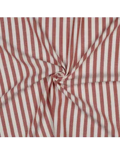 Tissu, Viscose Jacquard Rayures, Terracotta, Laize 145 cm, 100% Viscose 180g/m²