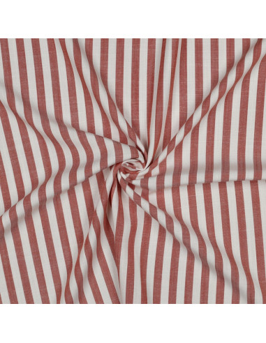 Tissu, Viscose Jacquard Rayures, Terracotta, Laize 145 cm, 100% Viscose 180g/m²