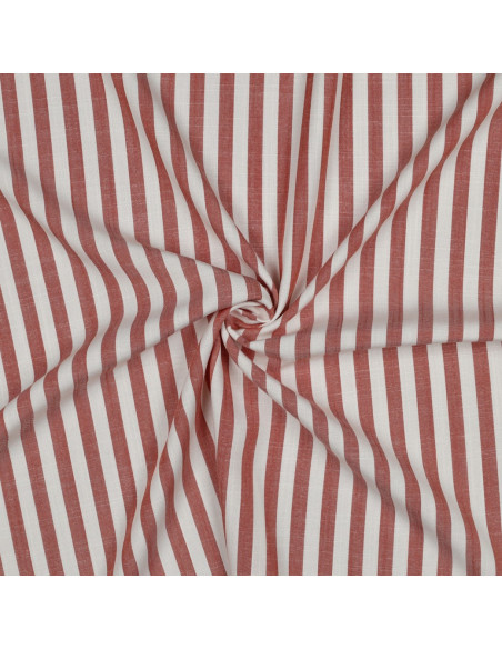 Tissu, Viscose Jacquard Rayures, Terracotta, Laize 145 cm, 100% Viscose 180g/m²
