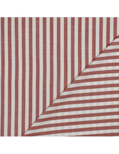 Tissu, Viscose Jacquard Rayures, Terracotta, Laize 145 cm, 100% Viscose 180g/m²