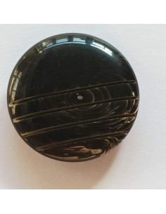 Bouton polyester à tunnel , 29mm, rond noir/marron