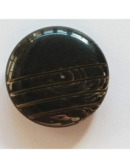 Bouton polyester à tunnel , 29mm, rond noir/marron
