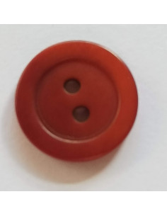 Bouton polyester 2 trous, 18mm, rond marron rouille