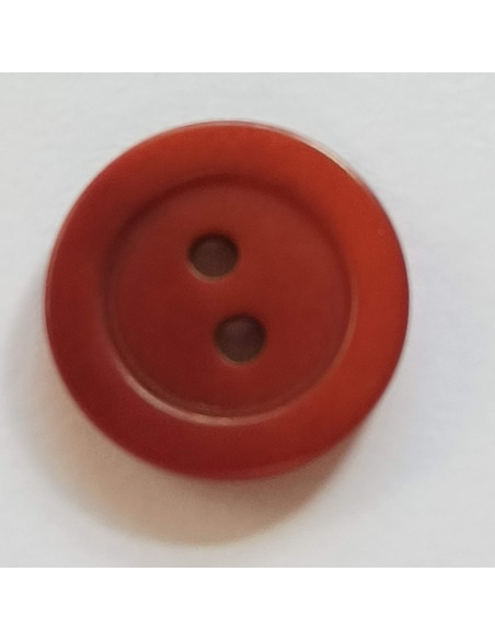 Bouton polyester 2 trous, 18mm, rond marron rouille