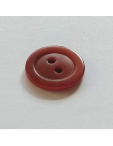 Bouton polyester 2 trous, 18mm, rond marron rouille