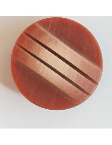 Bouton polyester à tunnel, 27mm, rond marron/rose