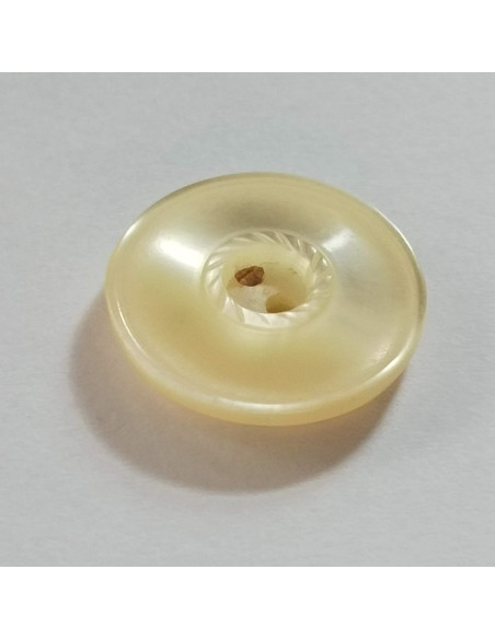 Bouton polyester 2 trous, 18mm, rond écru