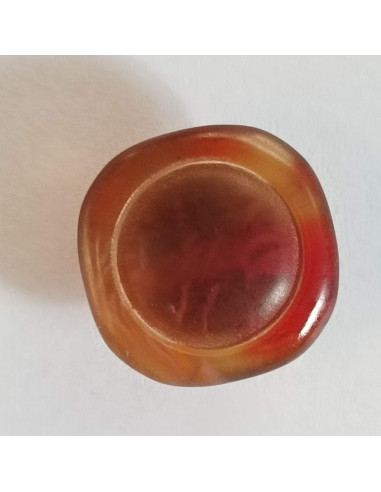 Bouton polyester à pied, 13mm, carré bordeaux et orange