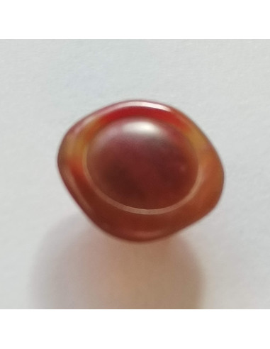 Bouton polyester à pied, 13mm, carré bordeaux et orange