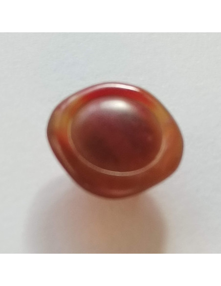 Bouton polyester à pied, 13mm, carré bordeaux et orange