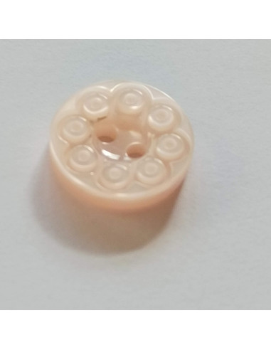 Bouton polyester 2 trous, 15mm, rond rose