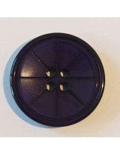 Bouton polyester 4 trous, 23mm, rond, bleu/violet