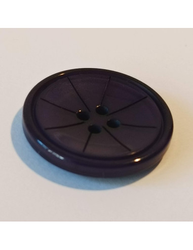 Bouton polyester 4 trous, 23mm, rond, bleu/violet