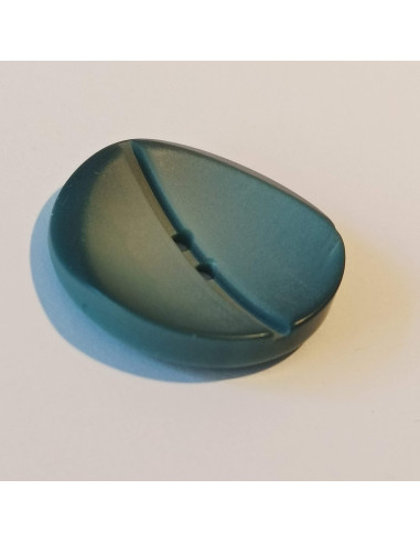 Bouton polyester 2 trous, 27mm, rond, bleu/gris/vert