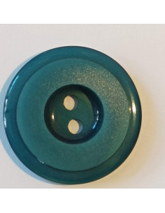 Bouton polyester 2 trous, 27mm, rond, bleu canard