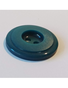 Bouton polyester 2 trous, 27mm, rond, bleu canard 2