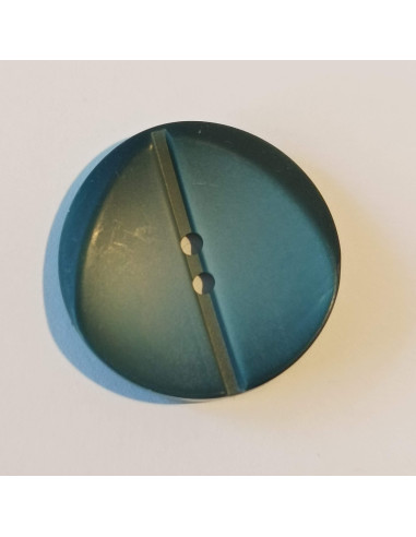 Bouton polyester 2 trous, 23mm, rond, bleu canard