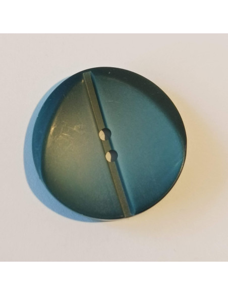 Bouton polyester 2 trous, 23mm, rond, bleu canard