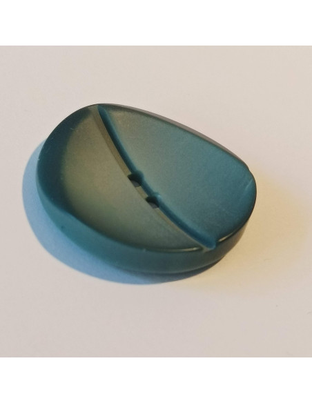 Bouton polyester 2 trous, 23mm, rond, bleu canard