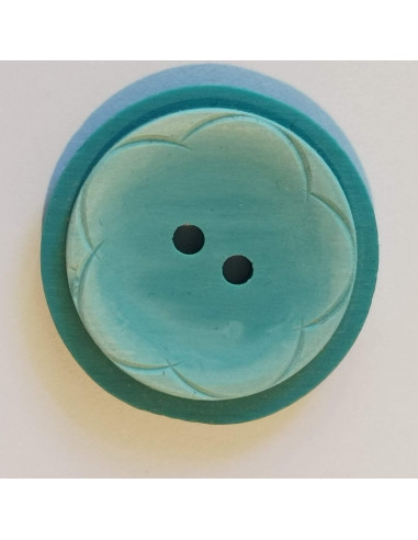 Bouton polyester 2 trous, 23mm, rond, bleu