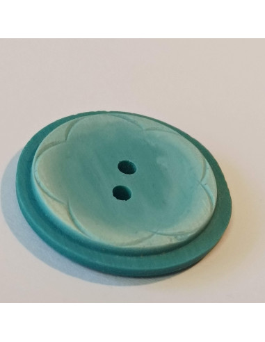Bouton polyester 2 trous, 23mm, rond, bleu