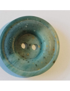 Bouton polyester 2 trous, 27mm, rond, gris/vert/bleu