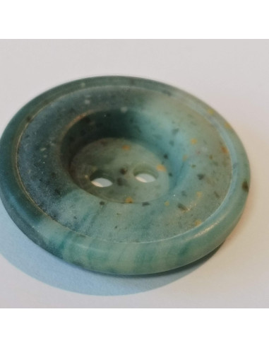 Bouton polyester 2 trous, 27mm, rond, gris/vert/bleu