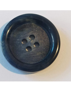 Bouton polyester 4 trous, 25mm, rond, bleu marine