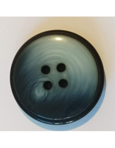 Bouton polyester 4 trous, 29mm, rond, noir/bleu marine