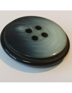 Bouton polyester 4 trous, 29mm, rond, noir/bleu marine 2