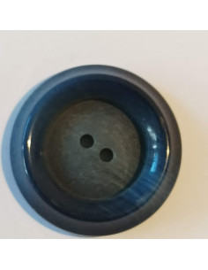 Bouton polyester 2 trous, 28mm, rond, bleu marine