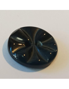 Bouton polyester 2 trous, 14mm, imitation rosace, bleu marine 2