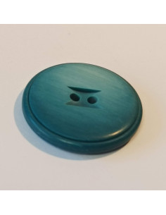 Bouton polyester 2 trous, 27mm, rond, bleu canard 2