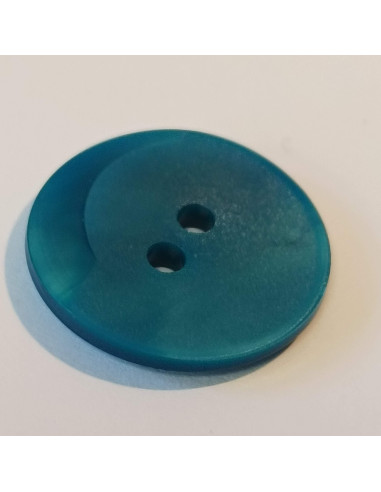 Bouton polyester 2 trous, 24mm, rond,  bleu azur
