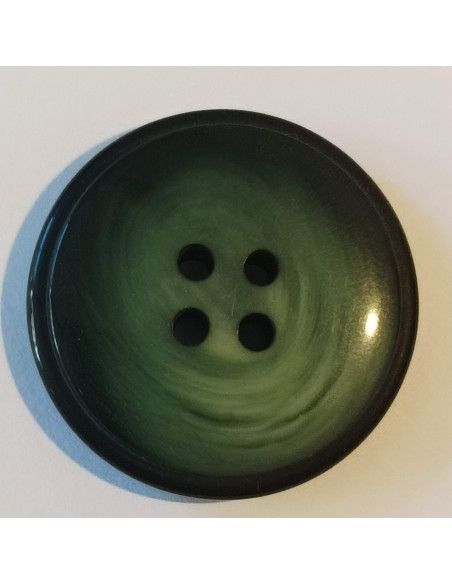 Bouton polyester 4 trous, 29mm, rond, noir/vert