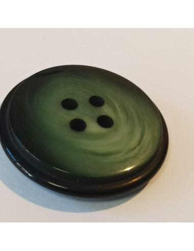 Bouton polyester 4 trous, 29mm, rond, noir/vert