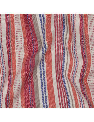 Tissu, Jacquard Rayé, Multicolore Nuances Minérales, Laize 130 cm, 65% Viscose 30% Lin 5% Polyester 200g/m²