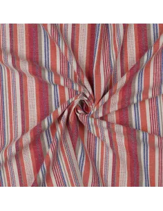 Tissu, Jacquard Rayé, Multicolore Nuances Minérales, Laize 130 cm, 65% Viscose 30% Lin 5% Polyester 200g/m² 2